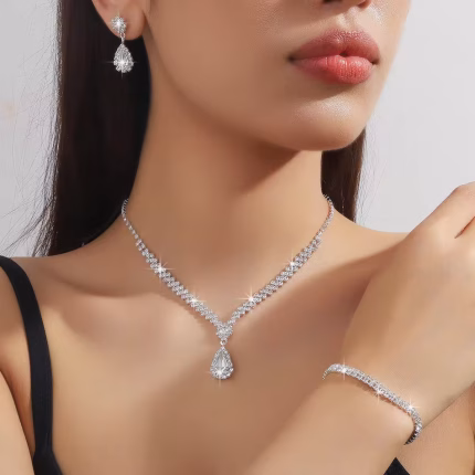 Bridal Jewelry Set - Earrings, Necklace, and Bracelet